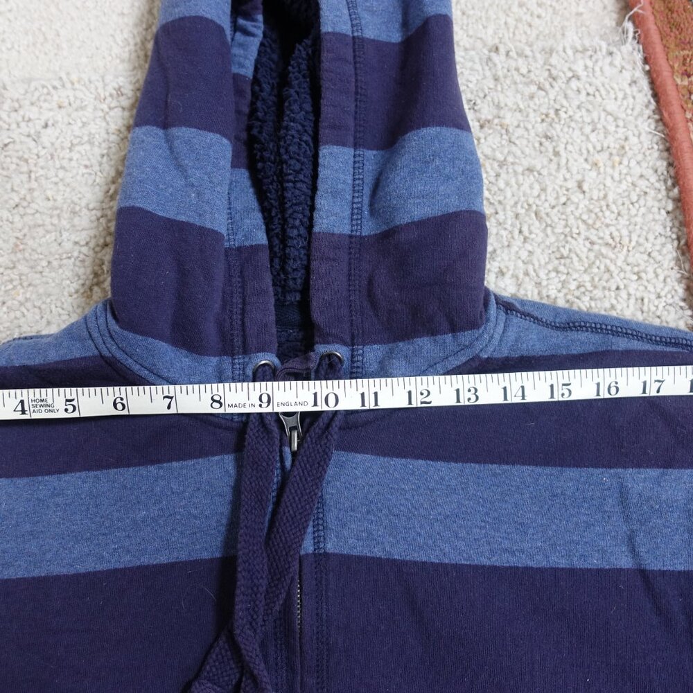 Men's Navy and Gray Striped Hooded Zip Sweater - Picture 6 of 8